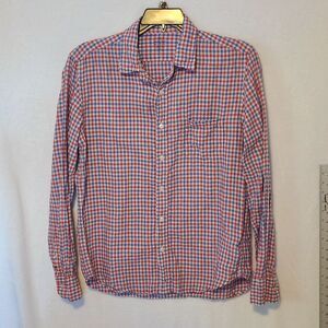 J. Crew Baird McNutt Men's L Irish Linen Long Sleeve Red Blue Check Gingham